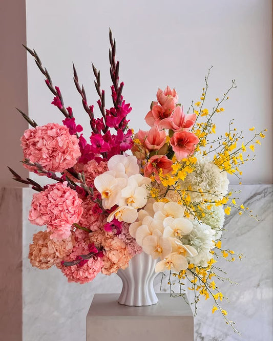 vases of summer flowers